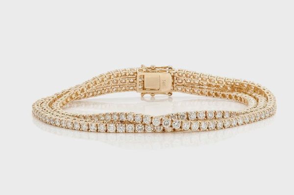 6PT THREE ROW PRONG SET DIAMOND TENNIS BRACELET 14K SOLID GOLD 12.75CTW