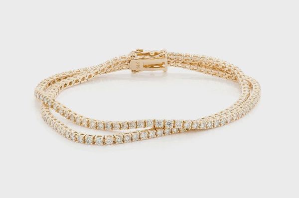 3PT TWO ROW PRONG SET DIAMOND TENNIS BRACELET 14K SOLID GOLD 4.75CTW