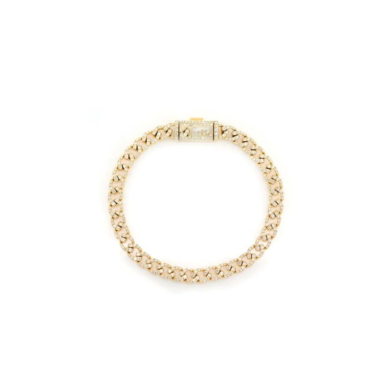 6MM DIAMOND CURB LINK BRACELET 14K SOLID GOLD 4CTW