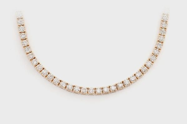 7PT PRONG SET TENNIS NECKLACE 14K 13.50CTW, Colour: Yellow Gold, Diamond: VS, Size: 16
