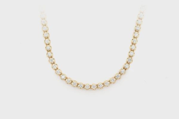 7PT CROWN SET DIAMOND NECKLACE 14K SOLID GOLD 10.00CTW, Colour: Yellow Gold, Diamond: VS, Size: 16