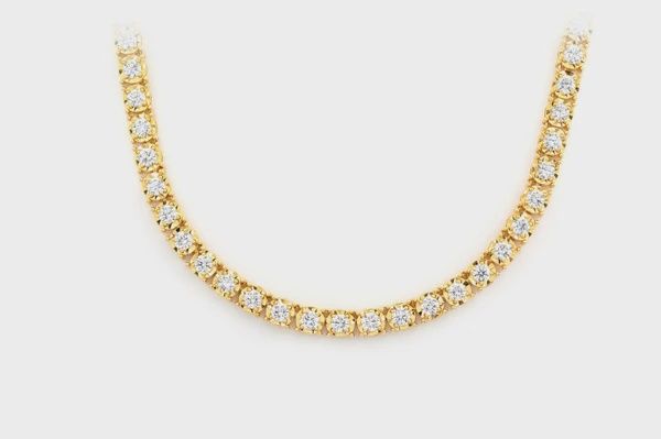 10PT MIRACLE-SET DIAMOND NECKLACE 14K SOLID GOLD 9.50CTW, Colour: Yellow Gold, Diamond: VS, Size: 16