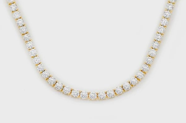 40PT PRONG SET DIAMOND TENNIS NECKLACE 14K SOLID GOLD 45.00CTW, Colour: Yellow Gold, Diamond: VS, Size: 16
