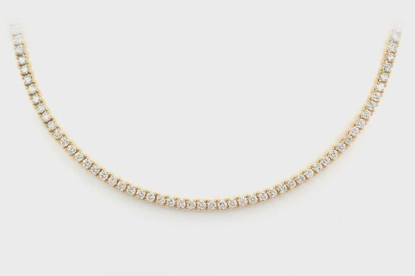 DIAMOND TENNIS NECKLACE SOLID GOLD 2.85CTW, Colour: Yellow Gold, Size: 16