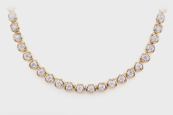 BEZEL SET MIRACLE DIAMOND TENNIS NECKLACE 14K SOLID GOLD 5.66CTW, Colour: Yellow Gold, Size: 16