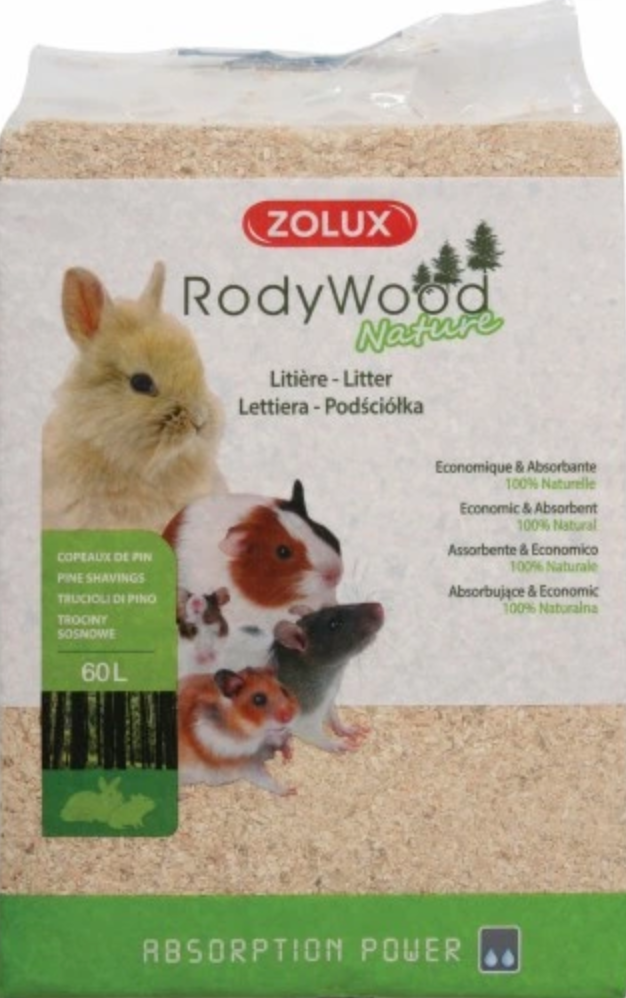ZOLUX Podściółka TROCINY RodyWood Nature dla GRYZONI KRÓLIKA 60 l/4kg