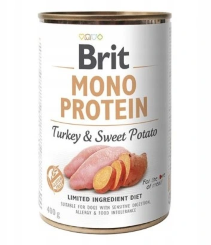 BRIT MONO PROTEIN TURKEY&amp;SWEET POTATO PUSZKA DLA PSA Z INDYK Z BATATEM 400G