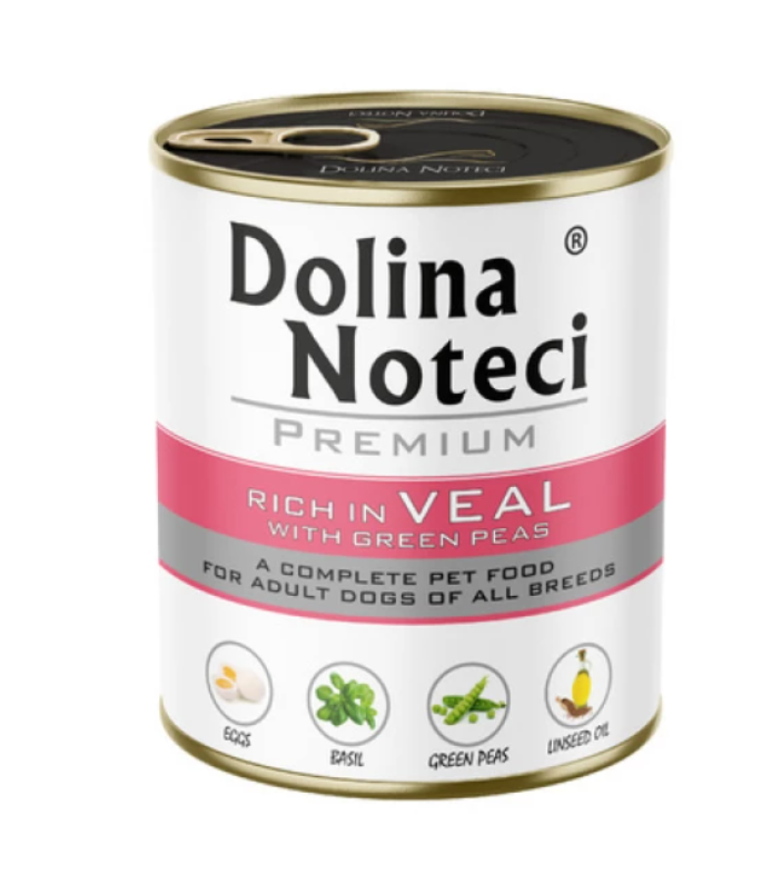 DOLINA NOTECI Premium bogata w cielęcinę z zielonym groszkiem - mokra karma dla psa - 800g