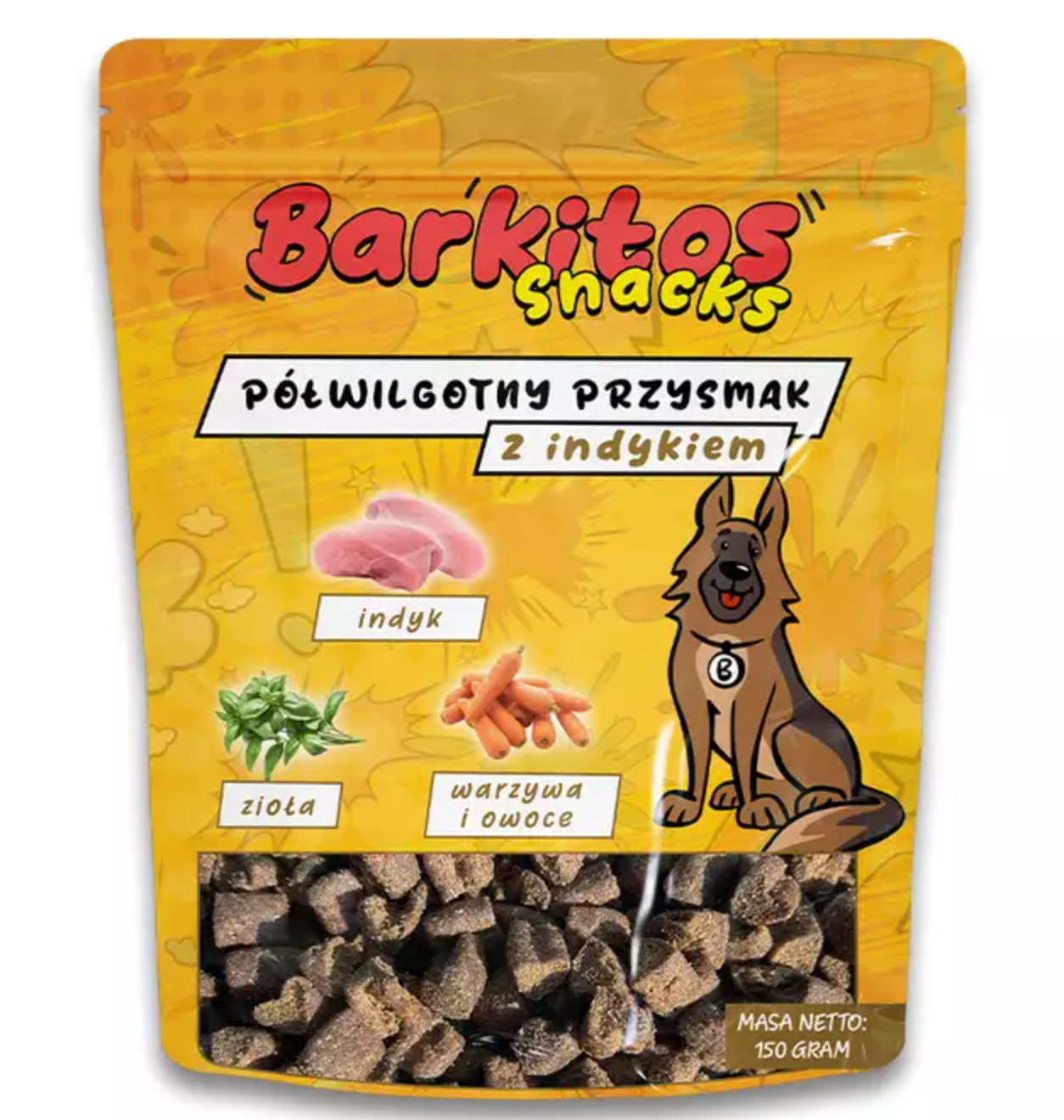 BARKITOS SNACKS Półwilgotny przysmak dla psów indyk 150g