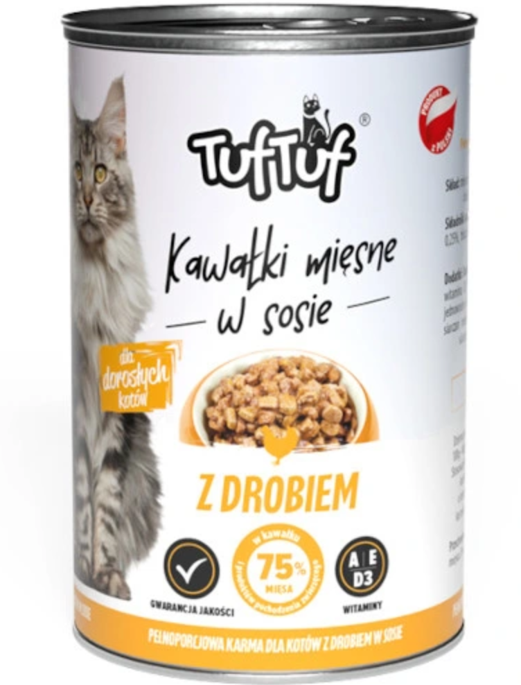 Bult Tuf Tuf kawałki mięsne z drobiem karma mokra dla kota puszka 415g