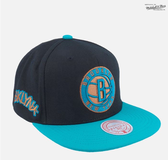 Brooklyn Nets Make Cents Black/Teal Snapback - Mitchell &amp; Ness