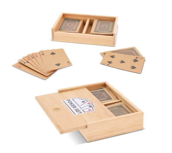 Set di carte da gioco in scatola di bambù
