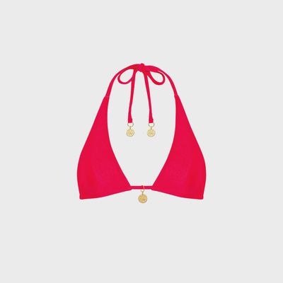 Classic Tie Halter Bikini Top- Cherry Crush