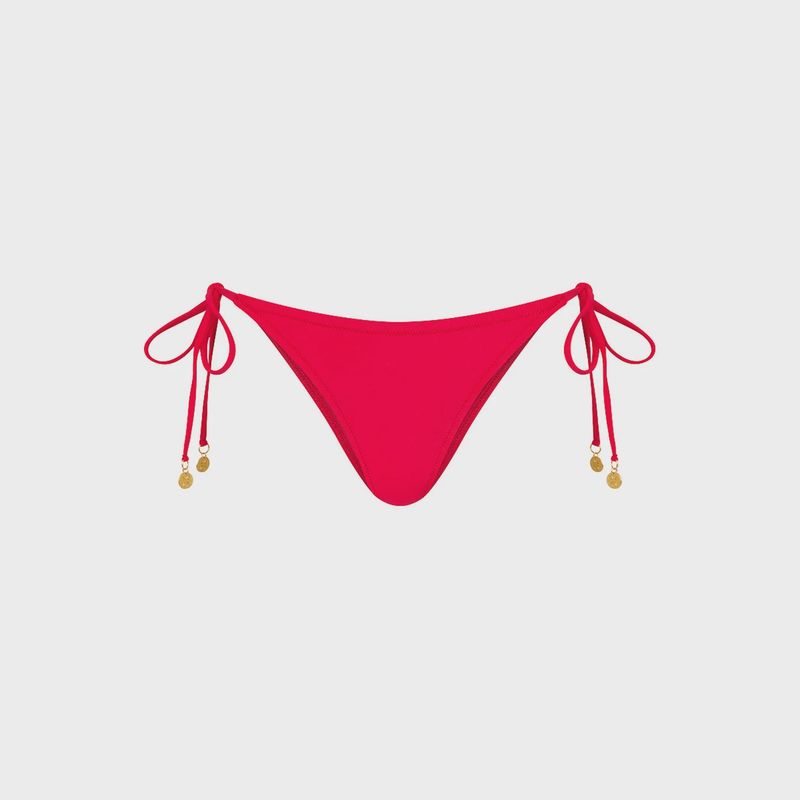 Full Coverage Tie Bikini Bottom- Cherry Crush