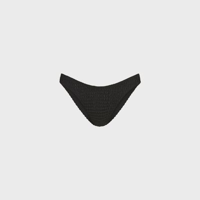 Shirred Minimal Full Coverage Bikini Bottom- Twilight Black