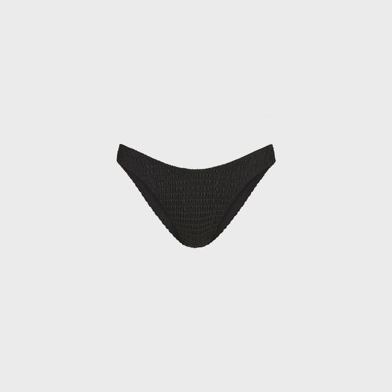 Shirred Minimal Full Coverage Bikini Bottom- Twilight Black