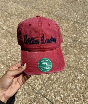 Red Carlton Landing Script Ball Cap