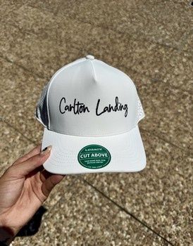 White Carlton Landing Simple Script Hat