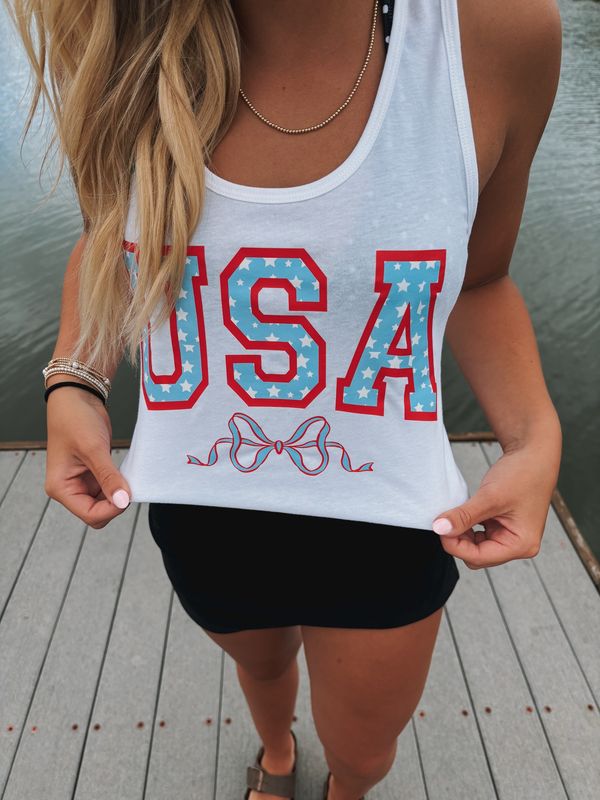 Coquette USA Women's 4th of July Tank Tops Racerback: White / S