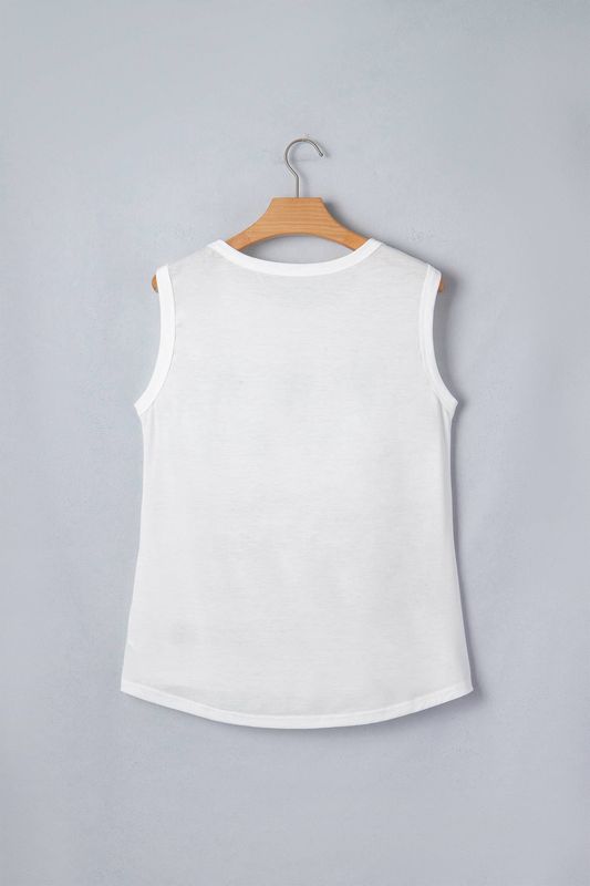 66 Vintage Stars and Stripes Printed Casual Tank Top (S-XL): White / Missy / M