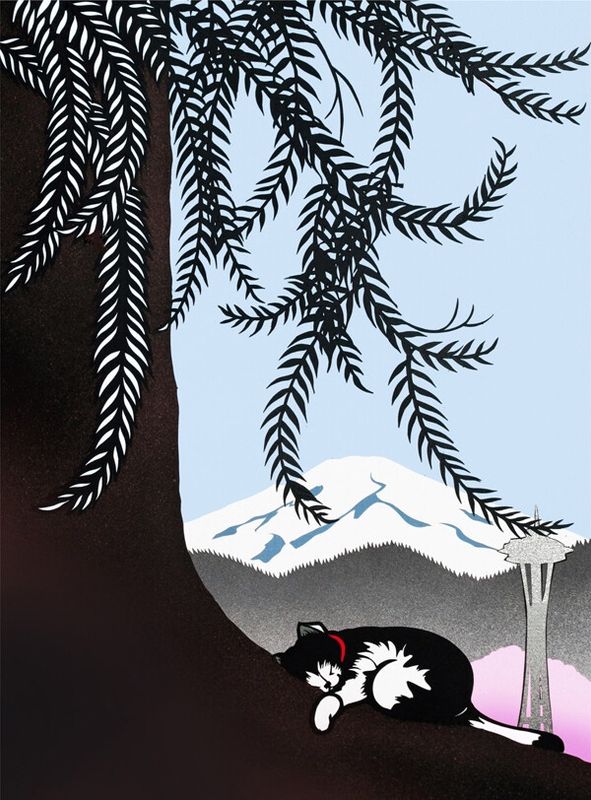 Kitty And Willow Tree