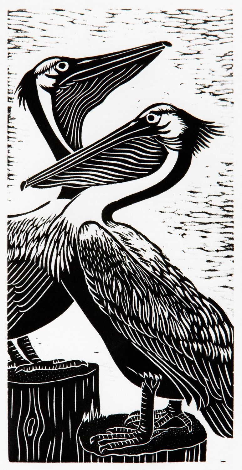 Two Pelicans, Size: 6"x12"