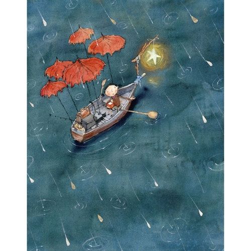 Red Umbrellas, Size: 11"x14"