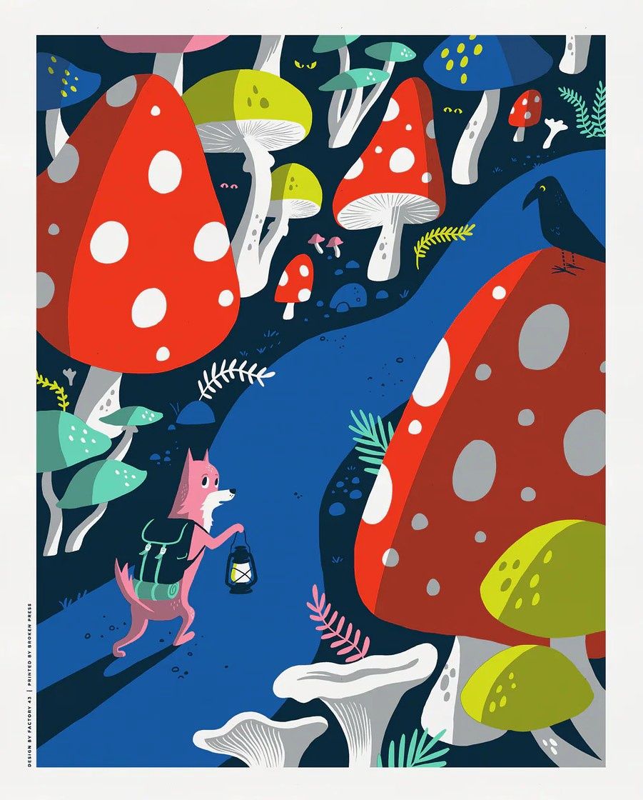 Mushroom Forest, Size: 16"x20"