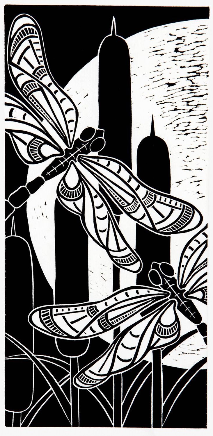 Dragonfly Moonlight, Size: 6"x12"