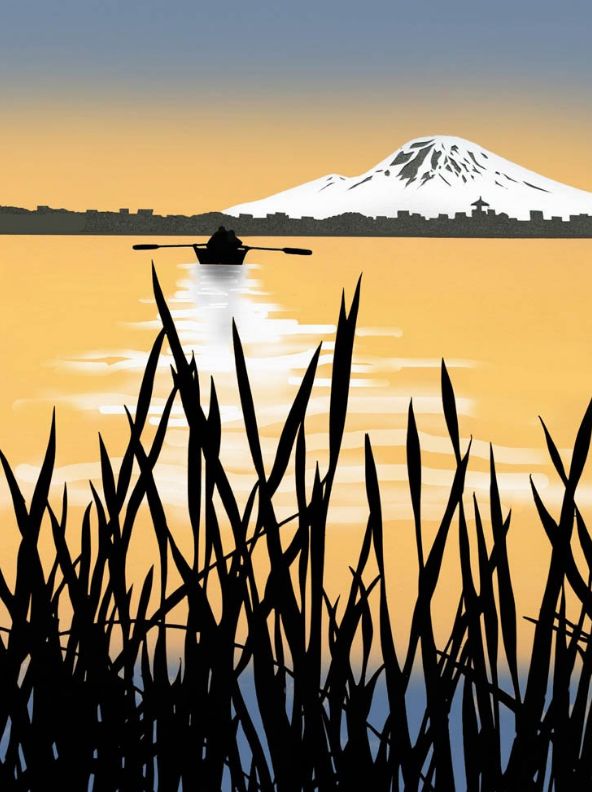 Enjoying Sunset Lake II, Size: 8.5"x11"