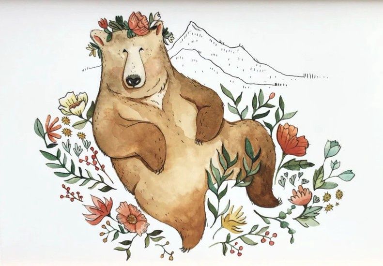 Blossom Bear, Size: 10"x8"