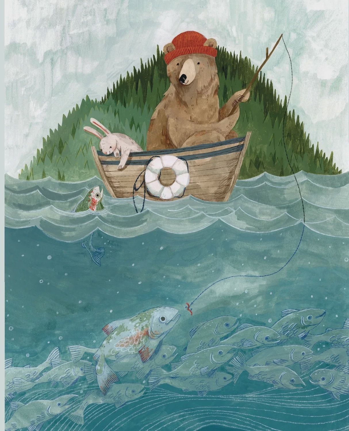 Fishing Day, Size: 8"x10"