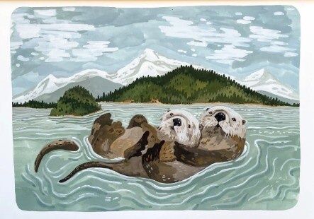 Island Otters, Size: 10"x8"