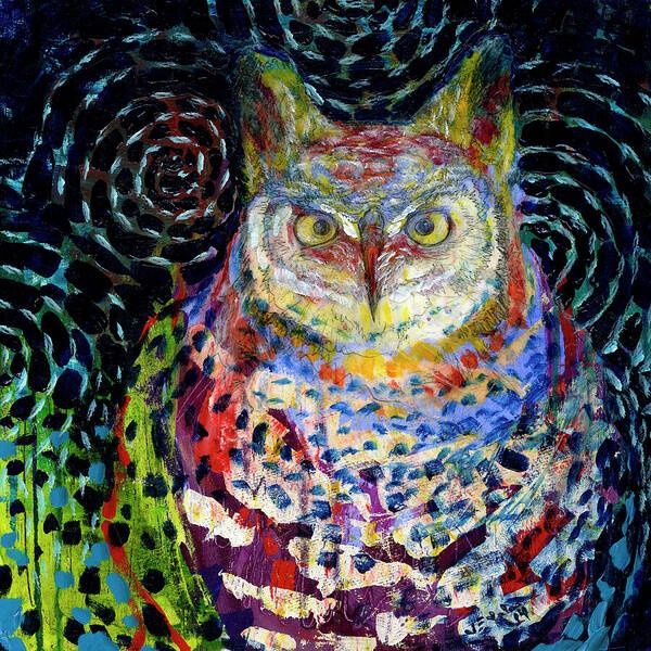 Owl Under a Starry Night