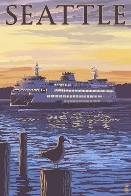 Ferry Sunset &amp; Gull Seattle