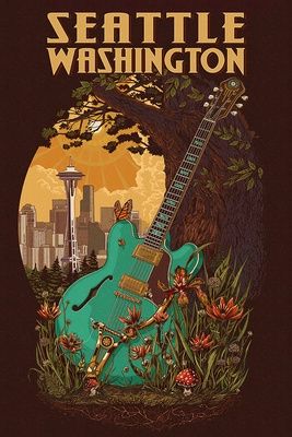 Seattle with Guitar, Size: 8"x12"