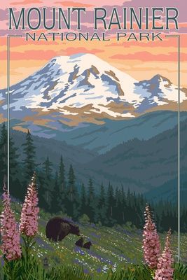 Mt. Rainier Bear and Flowers