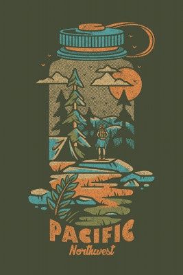 PNW Water Bottle, Size: 8"x12"