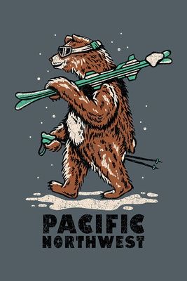 PNW Ski Bear, Size: 8"x12"