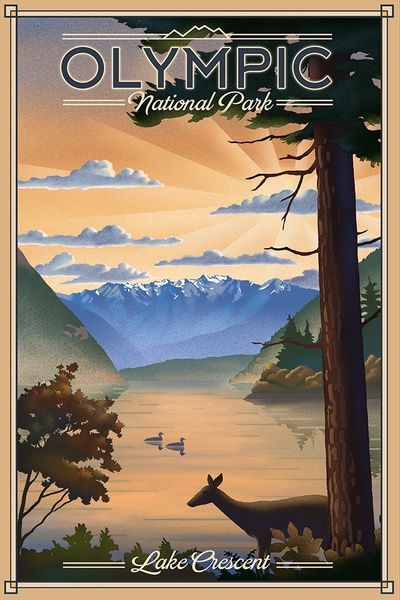 Olympic National Park Deer &amp; Lake, Size: 8"x12"