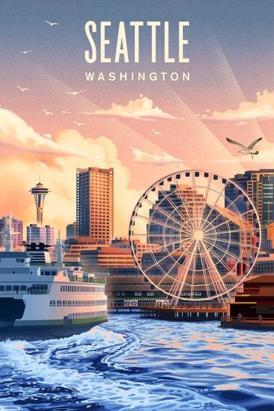 Seattle Waterfront, Size: 8"x12"