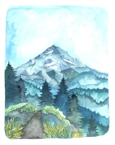 Mt. Hood Hike, Size: 8"x10"