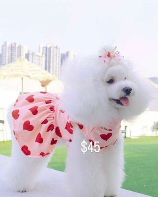 Heart Print Pet Dress with Pink Tulle Skirt