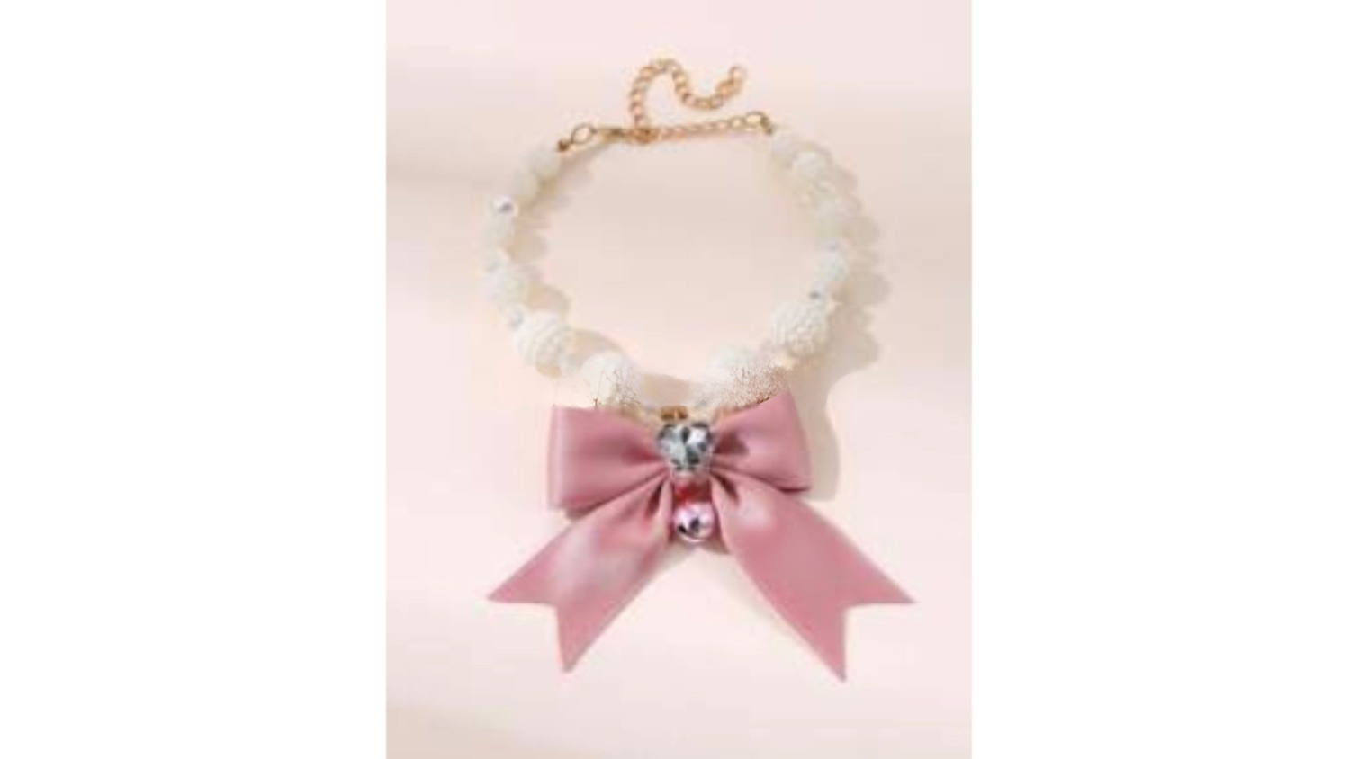 Pink Bow Gem Necklace