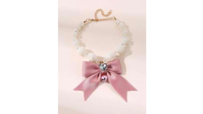 Pink Bow Gem Necklace