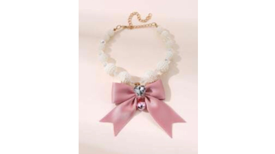 Pink Bow Gem Necklace