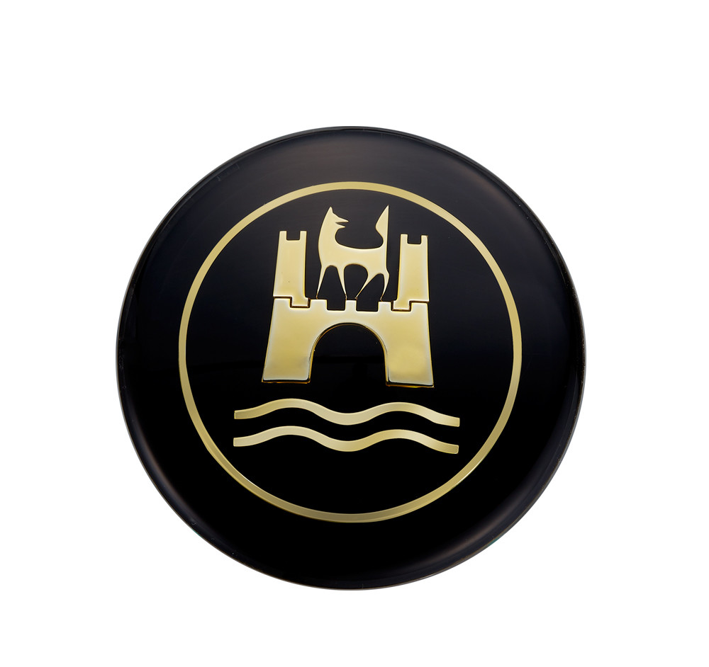 GOLD WOLFSBURG CREST VW BAYWINDOW BUS AND STD BUG HORN BUTTON