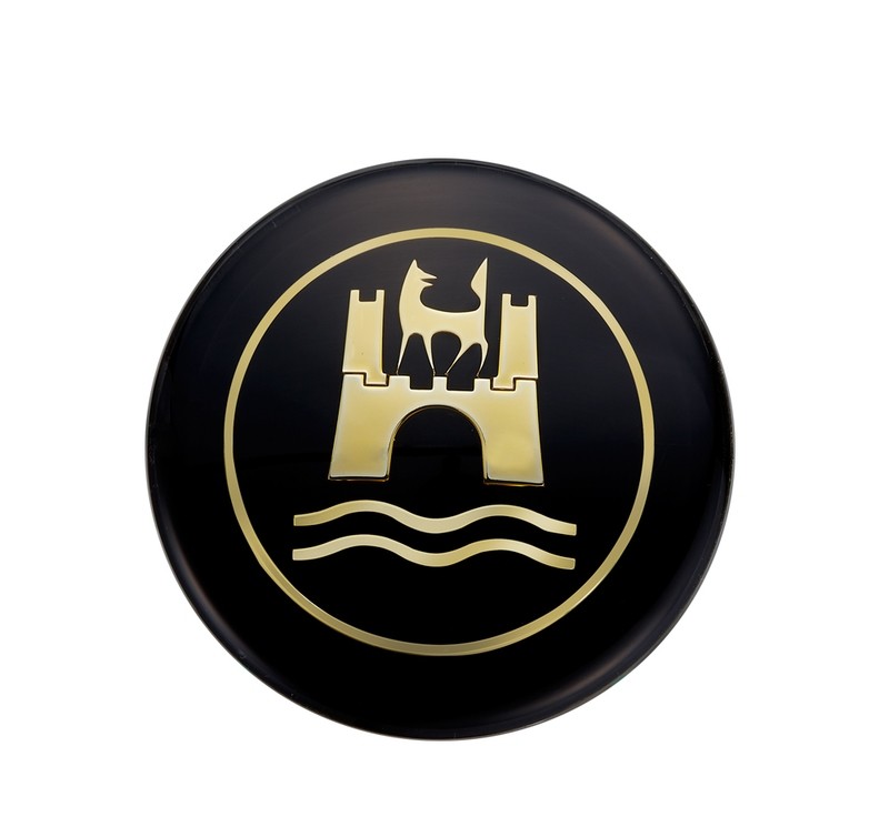 GOLD WOLFSBURG CREST VW BAYWINDOW BUS AND STD BUG HORN BUTTON