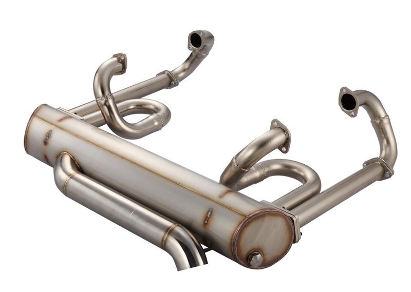 43MM HEADER &amp; HIDDEN TAIL PIPE SUPERFLOW 2.3 MUFFLER LOWERED SPLIT BUS