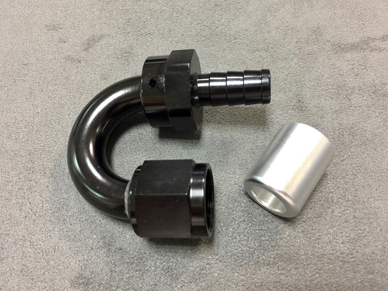AN8 FITTING 180 DEGRSS FOR VW BREATHER TUBE AND OIL FILLER
